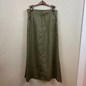 Ecologie Green Linen Maxi Skirt with pockets, Size 4